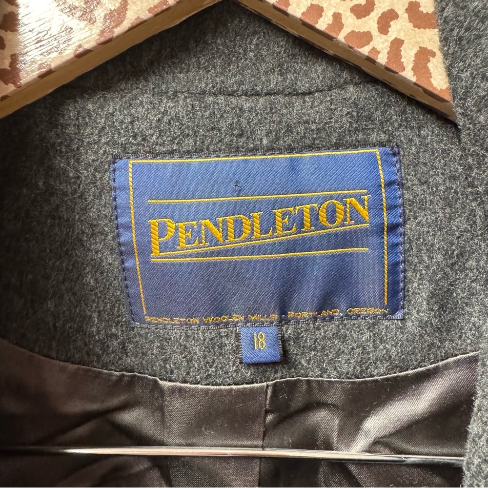 Pendleton Vtg Vintage Wool Long Coat Trench Grey Gray 18 READ - Picture 4 of 13